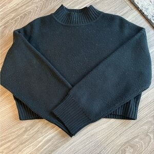 Kittenish Crop Black Turtleneck Sweater